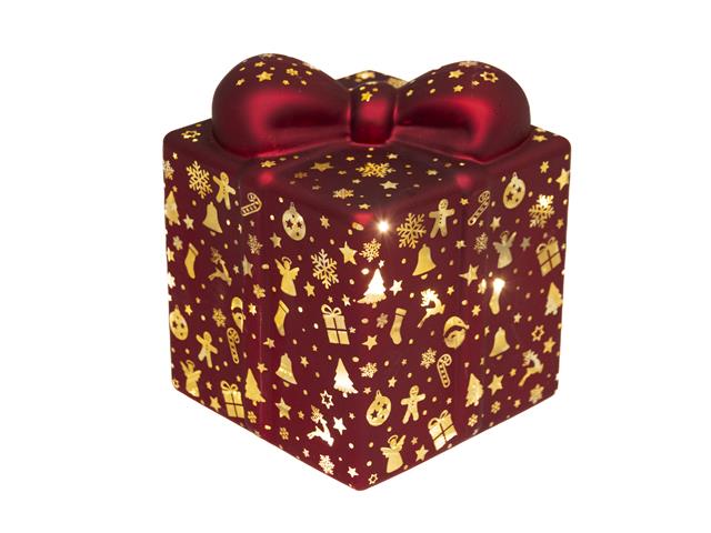 4.75" LED GLASS GIFT BOX (RED WITH ICONS)